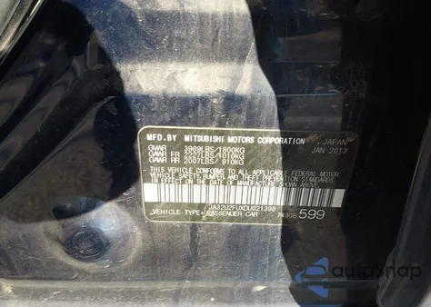 2013 Mitsubishi Lancer Es из США, поврежденный, VIN JA32U2FUXDU021390